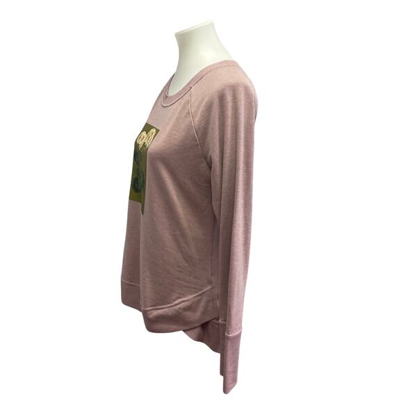 Hand Printed Upcycled Womens Medium Vintage Book Flower Lightweight Sweatshirt - Picture 3 of 5